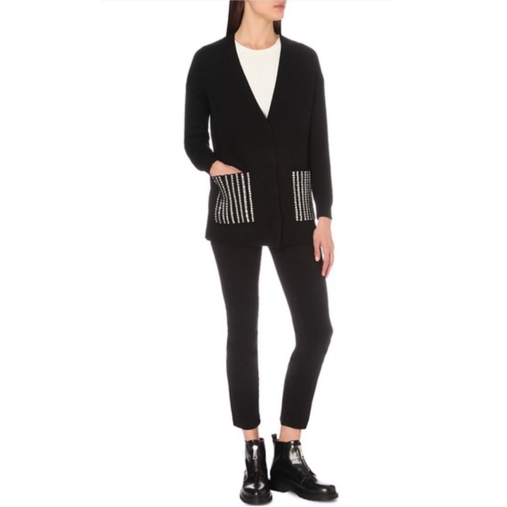 Maje Black Cardigan with White Accents